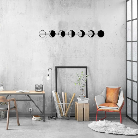 Craftnamesign Moon Phase Metal Wall Art LED Light, Crescent Moon Sign Home Decor