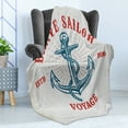 thumbnail image 4 of Vintage Nautical Tattoo Soft Flannel Fleece Throw Blanket, Anchor Rope Maritime Voyage Art, Cozy Plush for Indoor and Outdoor Use, 50" x 60", Coconut Vermilion, by Ambesonne, 4 of 5
