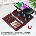 thumbnail image 6 of Dteck Detachable 2 in 1 Wallet Case for Samsung Galaxy A15 5G,Magnetic Leather Card Slots Case Shockproof Rubber Mag-Safe Cover with Wrist Strap for Galaxy A15,Winered, 6 of 13