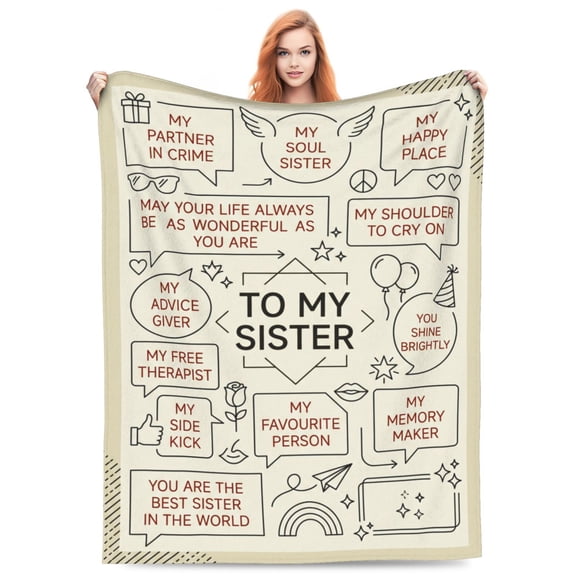 Sister Blanket, Heartwarming Sister Gift Design, Love Theme Present, Soft Cozy Flannel Throw Blanket 50x40