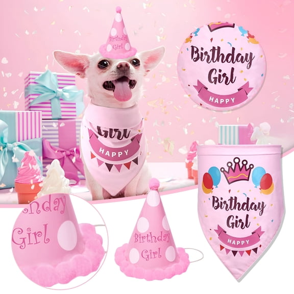 AOMRCOL Pink Dog Bandana for Birthday Party and Daily Celebration,Spring Pet Bandana