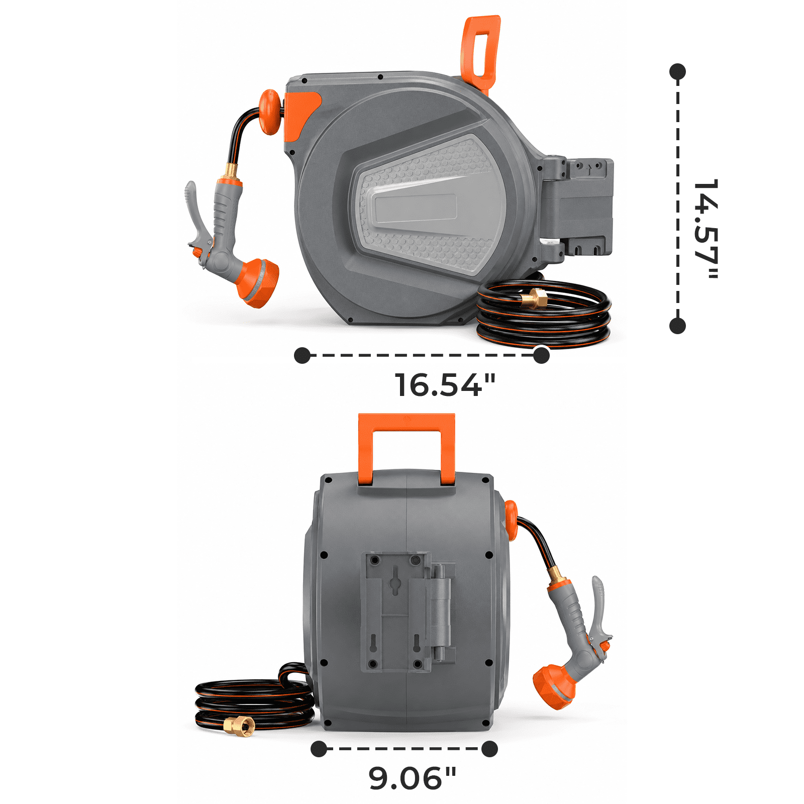 Alvantor Retractable Garden Hose Reel, 1/2" 65-130FT Wall Mount Light Grey, Ceiling/Wall Mount, 180° Swivel Mount