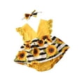 thumbnail image 6 of Bagilaanoe Newborn Baby Girl Rompers Dress Sunflowers Print Sleeveless V Neck Bodysuit + Headband 6M 12M 18M 24M Infant Lace Patchwork One Piece Jumpsuit, 6 of 8