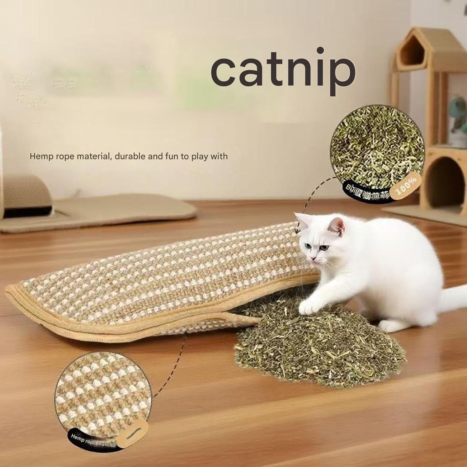 Catnip Kicker Pillow - Interactive Catnip Chew Toy with Sisal Scratching Pad, 1/2 Pack Catnip Toys for Indoor Cats, Teething & Play for Kittens & Cats