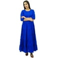 thumbnail image 2 of Bimba Women's 3/4 Sleeve Summer Cotton Maxi Dress Drawstring Waist, 2 of 7