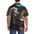 thumbnail image 3 of Balery Futuristic Robot Hummingbird Camisa Casual de Manga Corta con Botones para Hombre, Texturizada, Estilo Cubano, para Playa, Verano-XX-Large, 3 of 5