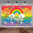 thumbnail image 3 of 9x6 ft Pride Day Backdrop, Happy Pride Month LGBTQ Party Rainbow Decorations Background, Gay Lesbian Transgender Love is Love Photo Backdrop Supplies for Outdoor Bar Street Parade Carnival Home Decor, 3 of 5