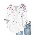 thumbnail image 3 of Feancey Ruffle Sleeves Tops for Women 4th of July Henley Shirts Memorial Day Novelty Print Loose Blouse Button V Neck 3/4 Sleeve Graphic Tees Multicolor M, 3 of 6