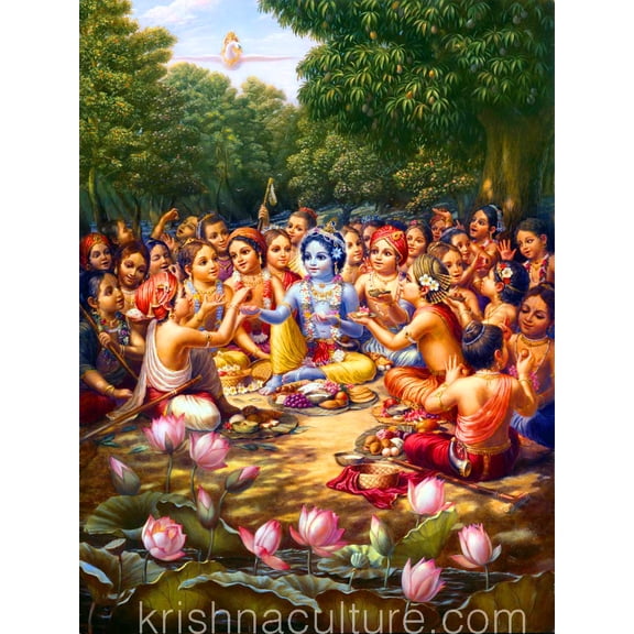 Krishna Culture Krishna Picnic CV74TB Canvas Art 9x12"