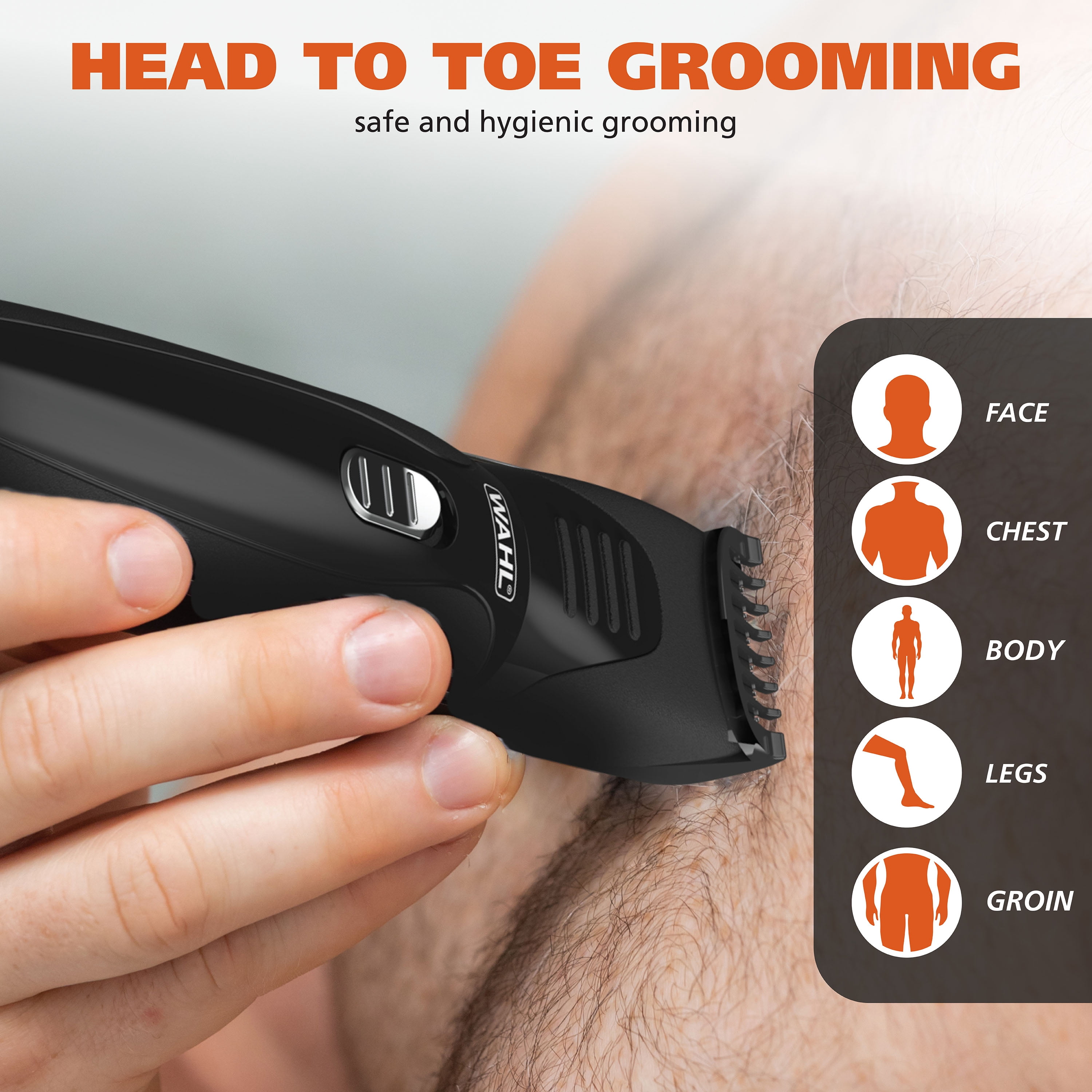 Wahl Body Groomer Electric Body Hair Trimmer for Men, Safely Trim Face, Chest, Legs, & Groin – Model 3029843