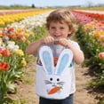 thumbnail image 3 of Easter Plush Basket for Egg and Gifts 9" W x 9.25H", Bunny Bag, Rabbit Face with Soft Ears,Blue, 3 of 5