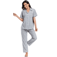 thumbnail image 5 of EA'S SECRET 100% Cotton Pajamas for Women Set Short Sleeve and Long Pants Pj Sets Woman Button Down Sleepwear with Pockets(Grey,L), 5 of 9