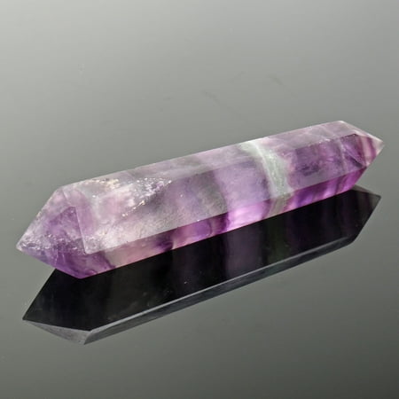 Channeling Quartz Crystal Healing Crystal Wands, Natural Purple Fluorite Crystal Quartz Point Double Terminated Wand Healing ()