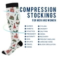 thumbnail image 4 of Haosy Compression Socks for Men Women Knee High Running Socks for Nurse Hiking Recovery Travel Athletic 2 Pairs Christmas Gnomes and Presents, 4 of 9