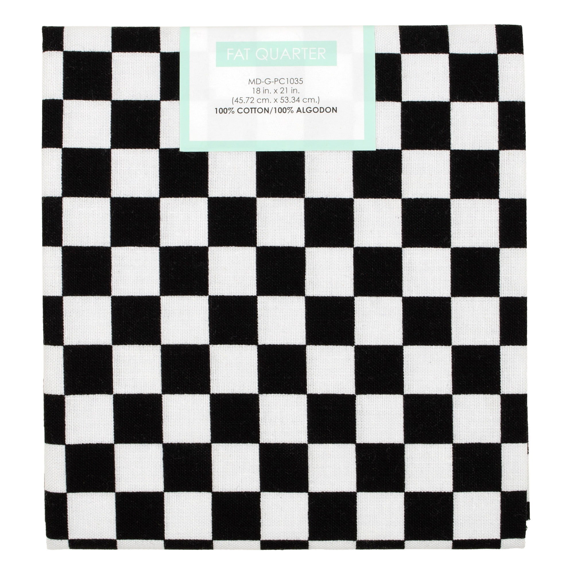 Fabric Editions 18" x 21" 100% Cotton Check Precut Sewing & Craft Fabric, Black 10 Pieces