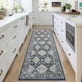 thumbnail image 2 of FairOnly 2'x6' Blue Floral Machine Washable Runner Rugs for Hallway Vintage Non Slip Entryway Rugs for Laundry Indoor Floor Runner Rug, 2 of 7