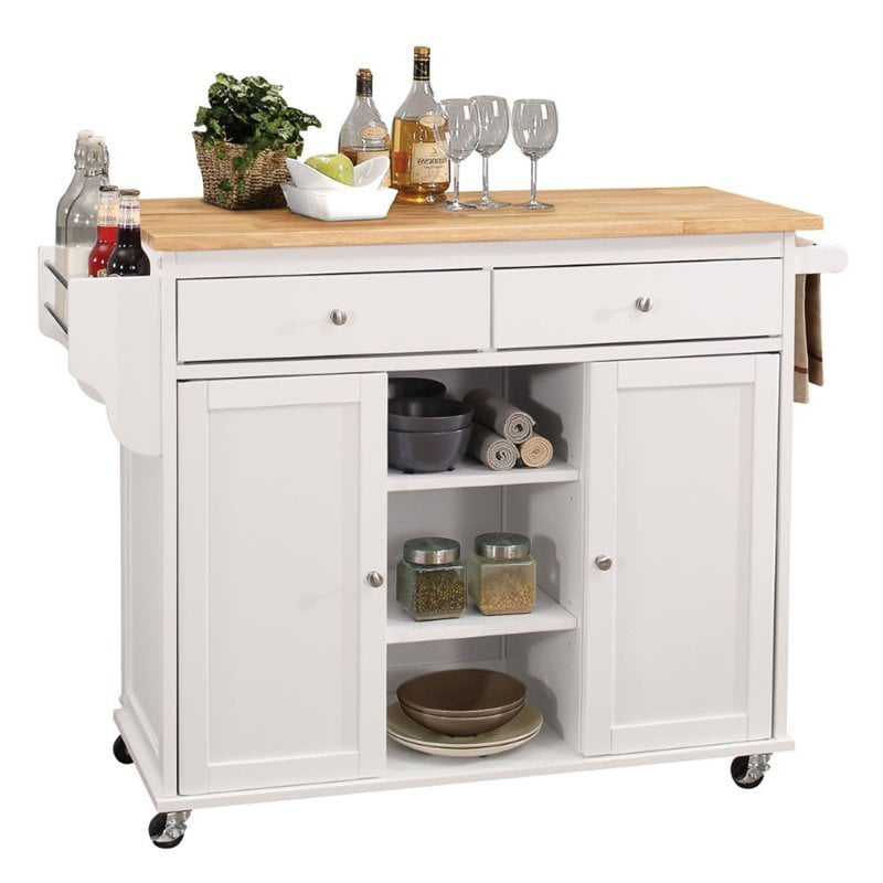Bowery Hill Mobile Kitchen Island In, Kitchen Island And Hutch Set