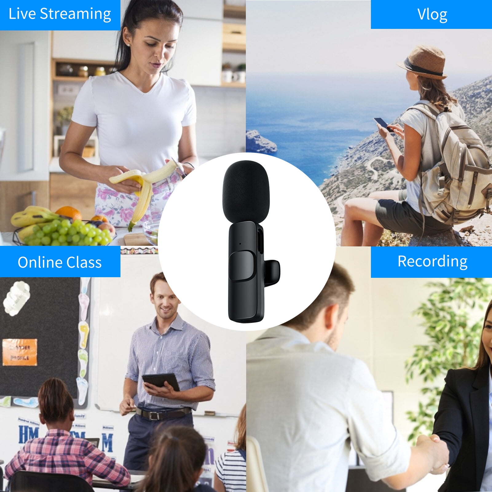 Mini Wireless Lavalier Microphone 360° Omnidirectional Lapel Mic