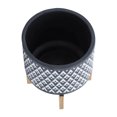 thumbnail image 6 of Sagebrook Home Ceramic 10" Aztec Planter On Wooden Stand, Gray, Round, Ceramic, Contemporary, 10"L X 10"W X 11"H, Aztec, 6 of 9