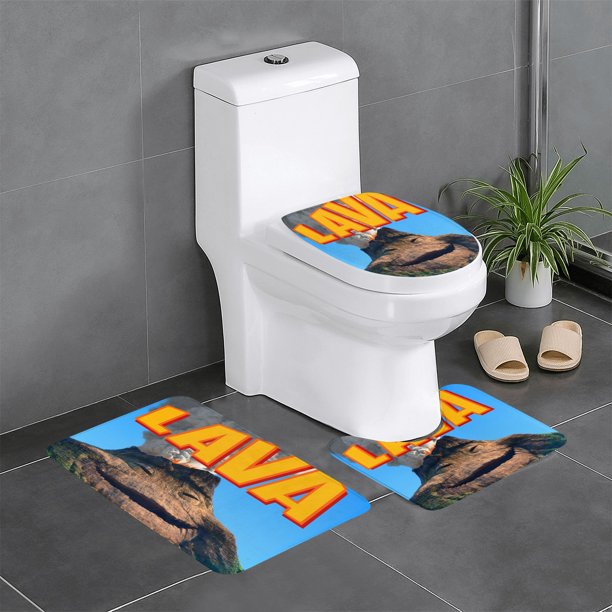 Lava Juego de 3 alfombras de baño de coral fleece: tapete de baño + alfombra de inodoro en forma de U + funda de tapa de inodoro en forma de O