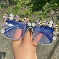 thumbnail image 2 of Oprah style Bling Rhinestone Square Reading Glasses For Women Shiny Diamond Blue Light Blocking Eyeglasses, 2 of 4