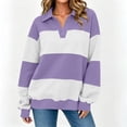 thumbnail image 4 of cocolona Classic Lapel Sweatshirts for Women Long Sleeve Color Block Striped Fall Trendy Tops, 4 of 7