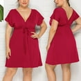 thumbnail image 2 of Women's Short Sleeve Kimono Style Deep V Neck Casual Summer Dress M 4XL Plus Size, 2 of 2