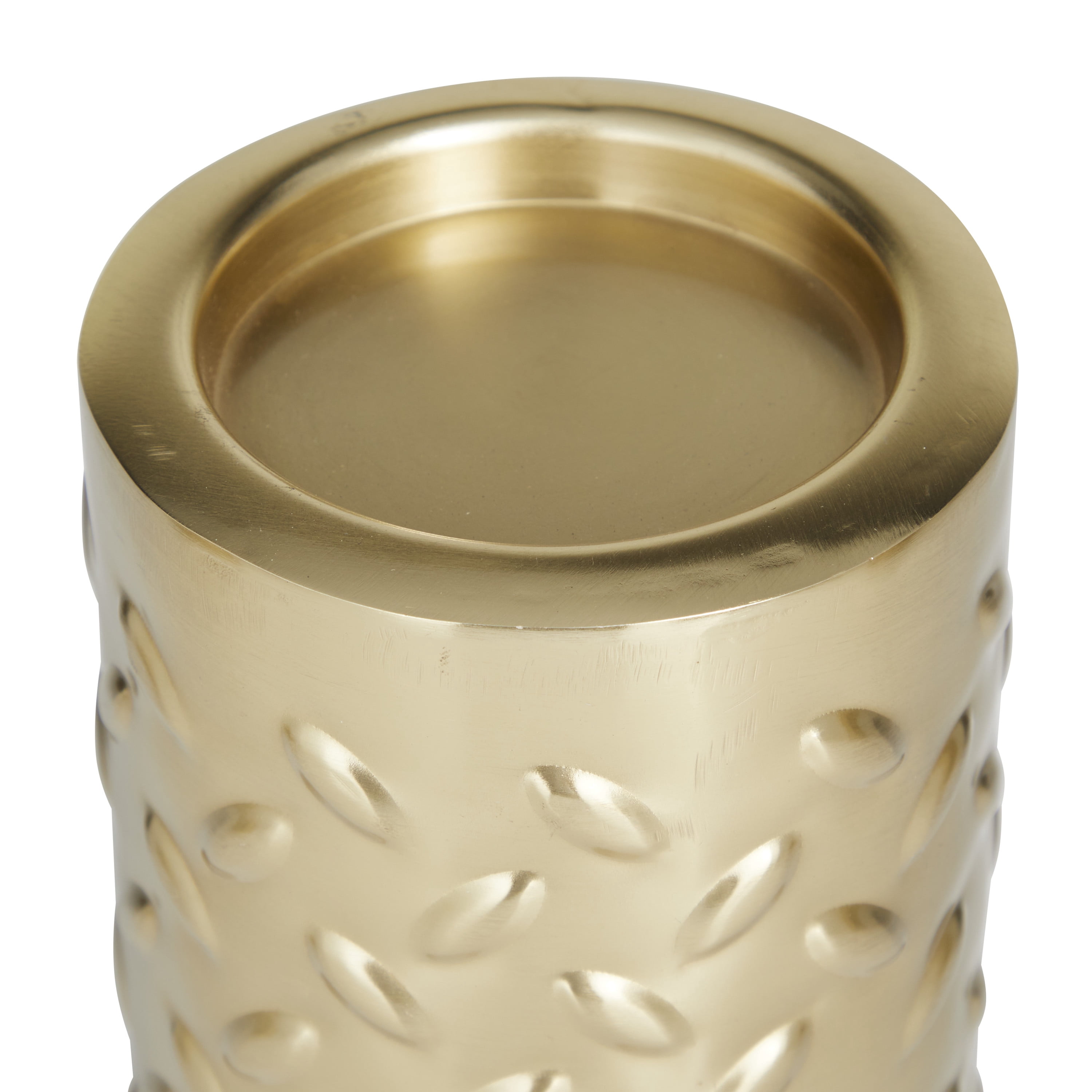 DecMode 3 Candle Gold Metal Pillar Candle Holder with Studs, Set of 3