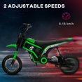thumbnail image 3 of Aosom Electric Dirt Bike with Twist Grip Throttle, 24V 350W Off-Road Electric Motorcycle, Up to 15 MPH with Brake, Music Horn, Rear Suspension for Ages 13+ Years, Green, 3 of 5
