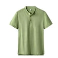 thumbnail image 4 of USNSM (M-5XL) Plus Size Mens Henley Shirts Short Sleeve Cotton Casual Summer Basic T-Shirts Button Solid Collarless Shirts for Work Green XXXXL, 4 of 5