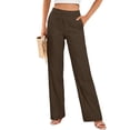 thumbnail image 3 of WXLWZYWL Womens High Waisted Casual Long Pants with Pockets Spring and Summer Loose Straight-Leg Pants Solid Color Lightweight Bottoms, 3 of 5