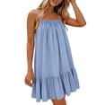thumbnail image 6 of Horkkom Mini Dresses for Women Solid Color Camisole Summer Dresses Beach Travel Vacation Sundresses, S-2XL, 6 of 9