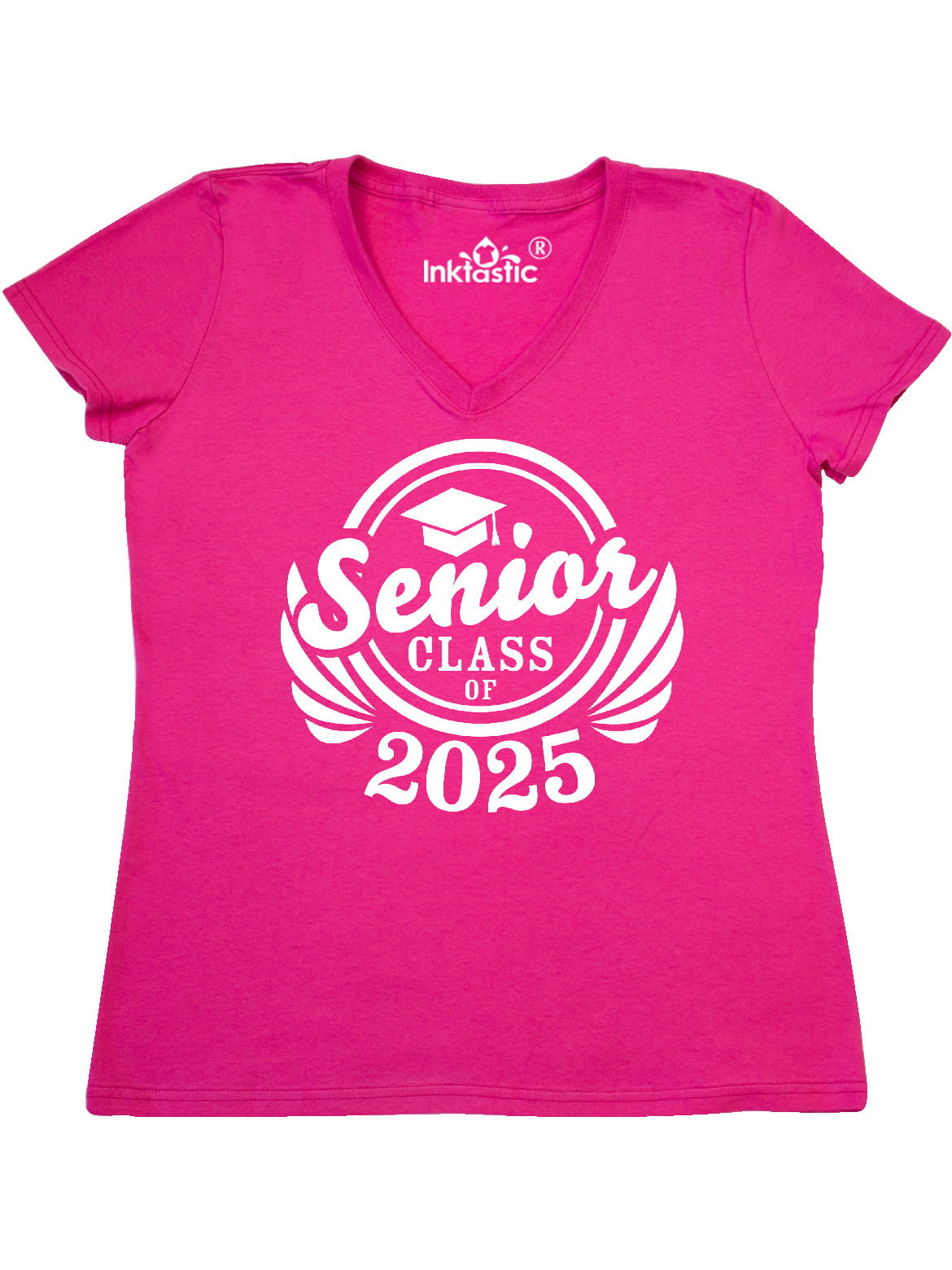 Inktastic Senior Class Of 2025 In White With Graduation Cap Womens V