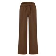 thumbnail image 3 of ADSSDQ Mens Linen Pants Casual Yoga Beach Loose Fit Elastic Waist Drawstring Summer Baggy Trousers with Pockets Brown S, 3 of 4
