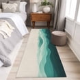 thumbnail image 4 of 2'x6' Rug Runners for Hallways Kitchen, Teal Beige Ombre Non Slip Entryway Beside Floor Carpet Runner, Minimalist Ocean Waves Linen Washable Laundry Room Bedroom Throw Rugs Mat for Family Pet, 4 of 8