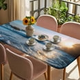 thumbnail image 3 of Beach Reef Table Cloths for 4 Foot Rectangle Tables, Shiny Sunset Ocean Waves Natural Seaside Patio Waterproof Elastic Fitted Tablecloths, Washable Rectangular Table Cover for Camping, 3 of 8