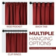thumbnail image 3 of Superior Blackout Solid Light Filtering Back Tab Curtain Panel Set, 42"X 96", Sangria, 3 of 9