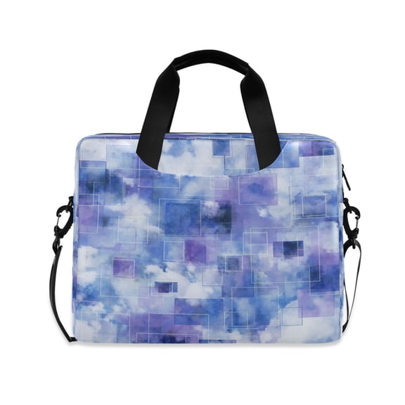 16" Laptop Briefcase for Work Travel Laptop Shoulder Bag Carrying Handbag Laptop Case Blue Squares and Shapes