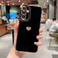 thumbnail image 2 of Compatible with Samsung Galaxy A14 5g 6.6” Phone Case Luxury Plating Cute Elegant Love Heart Cover with Camera Protection Soft Silicone Shockproof Electroplated Bumper for Women Girl (Black), 2 of 9