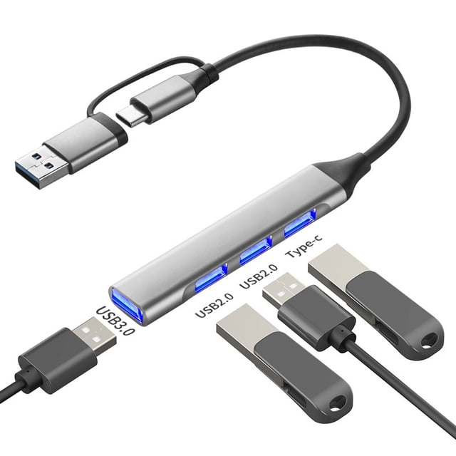 6-in-1 USB-C Hub Multiport Adapter - Type-C to HDMI 4K, USB 3.0 Splitter, 5Gbps High-Speed Data Transfer Dock for Laptops, MacBooks, Tablets & Gaming Consoles