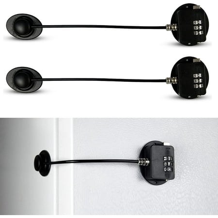 Urban August Adhesive Combination Lock, Refrigerator Cabinet Lock for Babyproof Child Safety, 2 Packs