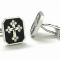 thumbnail image 2 of Perfect Cufflinks Black Enamel Crystal Cross Cufflinks, 2 of 5