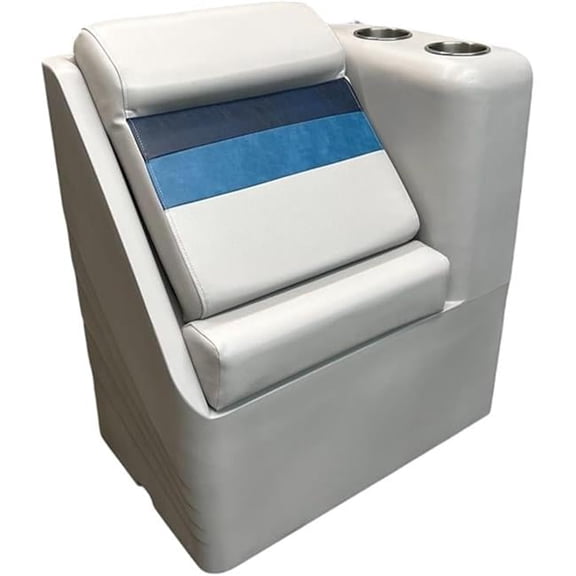 Premium Series Right Radius Lean Back Seat - Gray/Navy/Blue - 25.5 in. - Marine Grade Vinyl