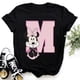 thumbnail image 4 of Camiseta de algodón para niños de Disney Minnie Mouse, divertida camiseta con estampado de 26 letras mayúsculas de la A a la Z, camisetas góticas para niñas, camisetas kawaii de verano, 4 of 5