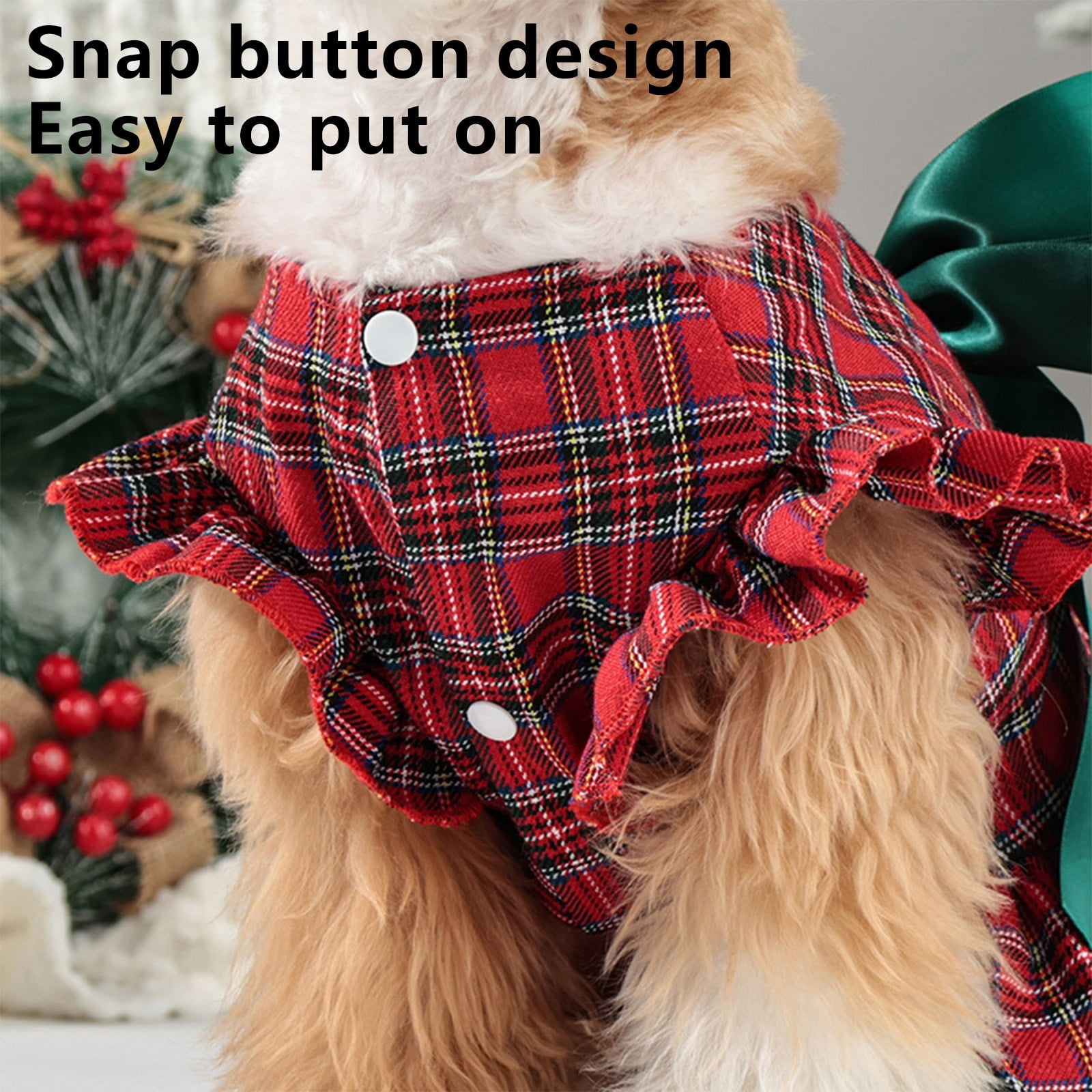Cat Dress MuYaoPet Plaid Christmas Dog Dress With Bowtie - Holiday Puppy  Outfit For Small Dogs, Red Plaid, XL (Fits 12-17 Lbs)