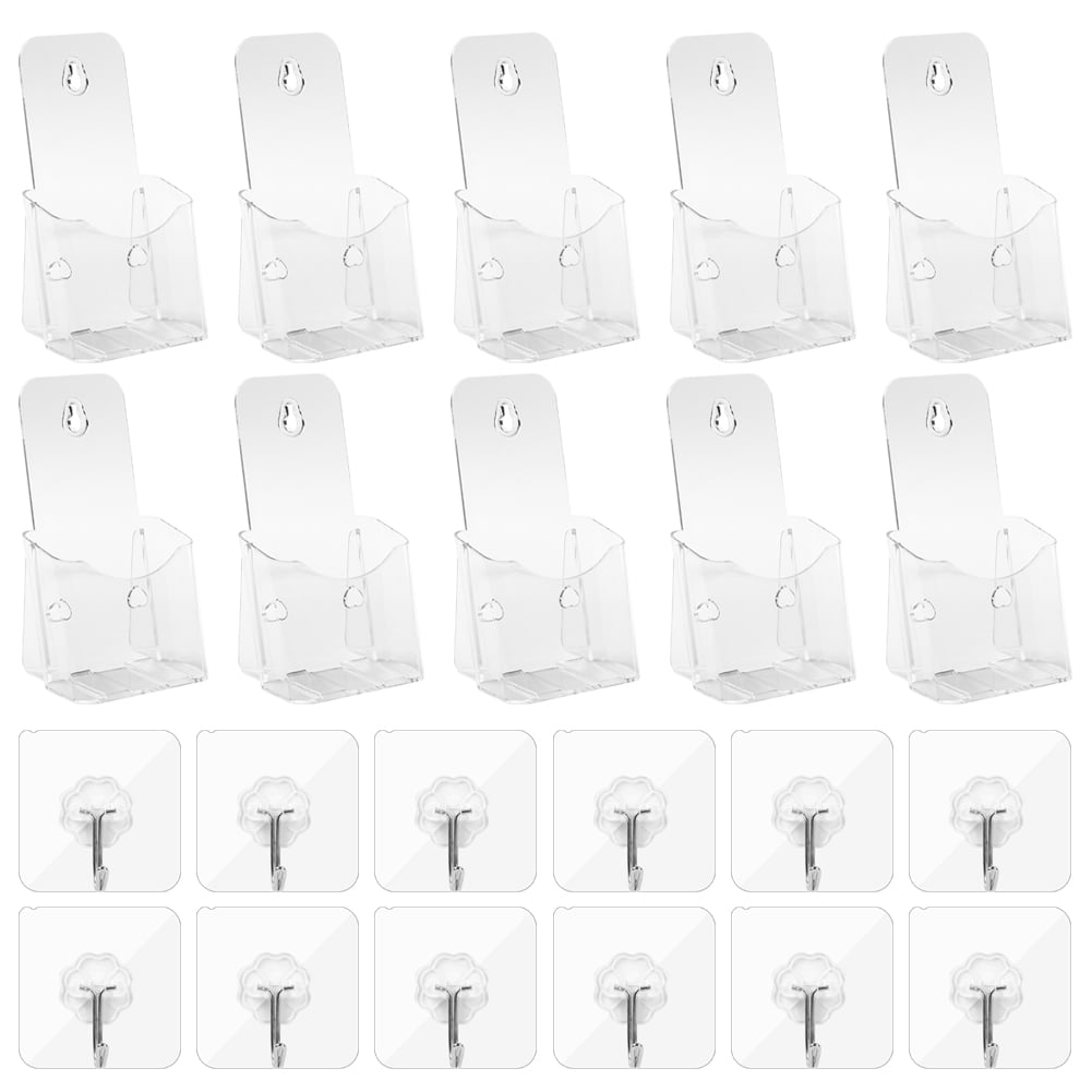 10 Pack 4 inch Wide Acrylic Brochure Holders for Pamphlets, Cards