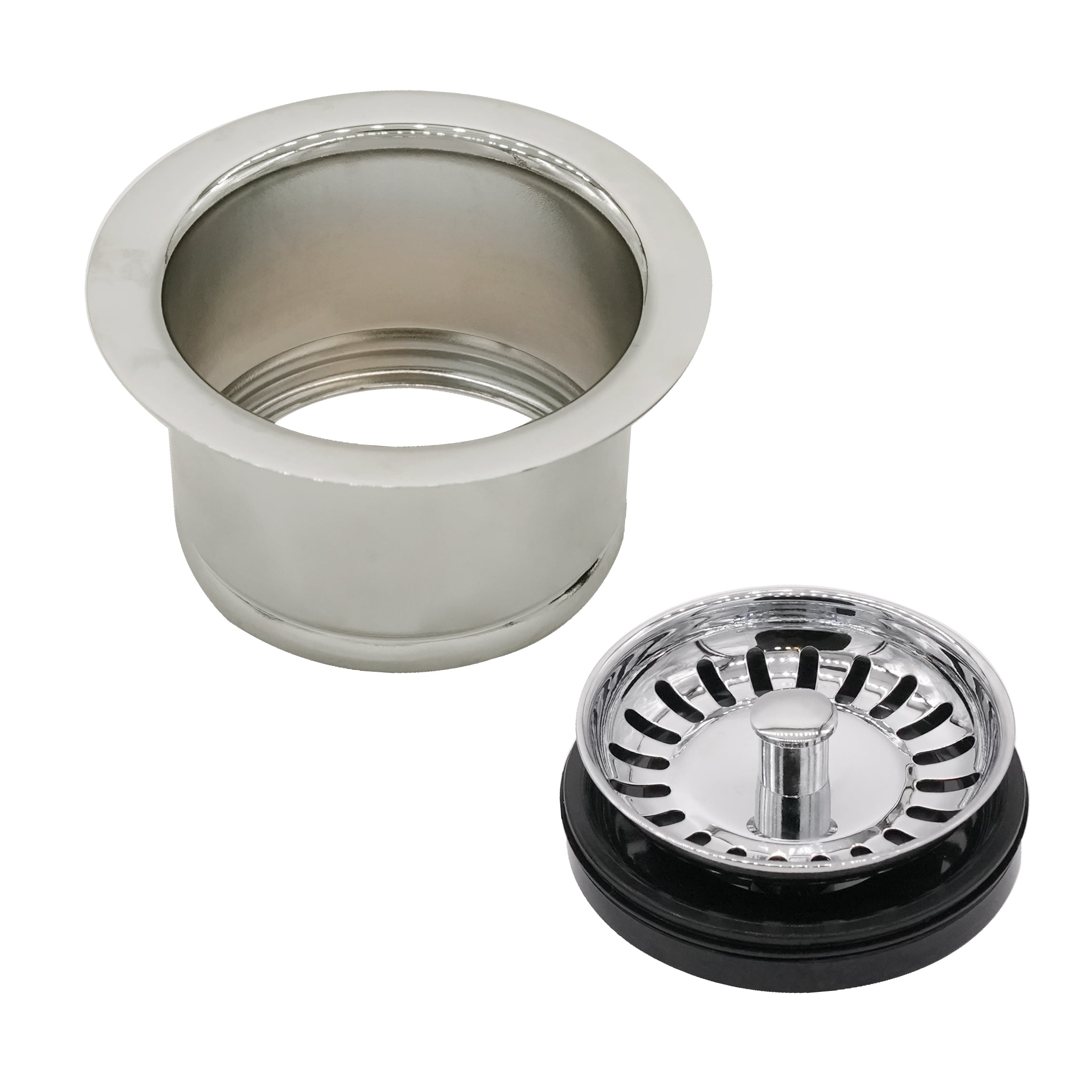 Westbrass Extra-Deep Collar Waste Disposal Flange & Strainer Stopper, Polished Nickel