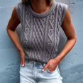 thumbnail image 2 of Summer Knit Tank Top for Women - Lazy Round Neck Sleeveless Fashion Shirt Gray M, 2 of 5