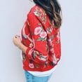 thumbnail image 4 of Veste Bomber Rétro à Fleurs à Fermeture Éclair pour Femmes Dames Manteau Décontracté Vêtement d'Extérieur, 4 of 9