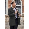 thumbnail image 5 of COOFANDY Men's Detachable Plaid Scarfs Wool Blend Coat - Notched Collar Single Breasted Pea Trench Overcoat, 5 of 11